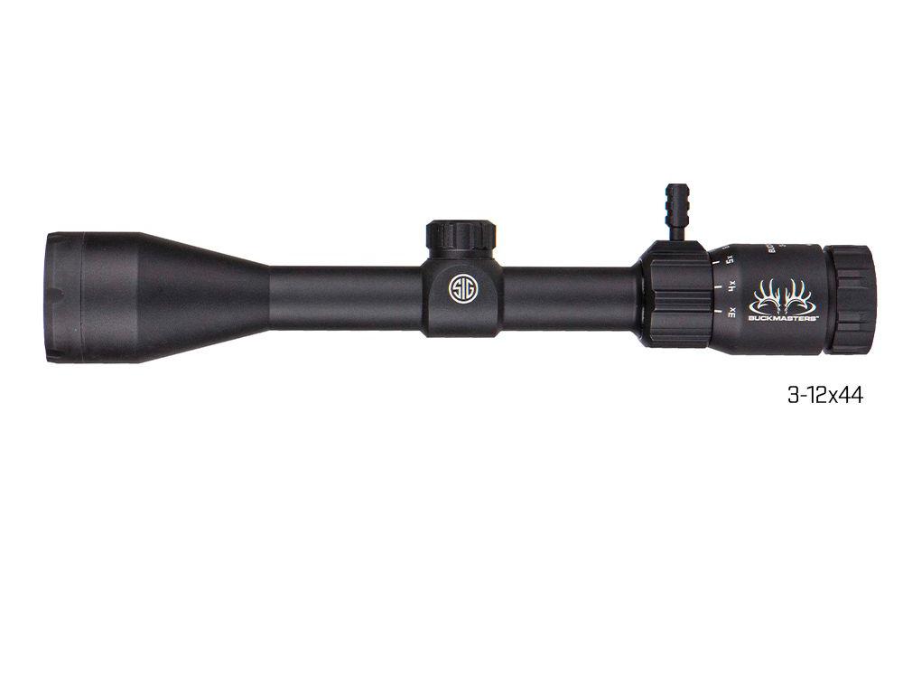 Sig Sauer Buckmasters Rifle Scope 3-12x44mm 1" SFP BDC Reticle Black